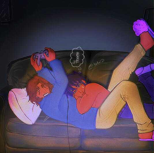 Ilustración dos personas con full render