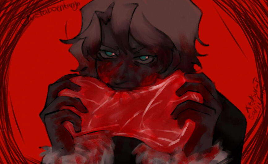 Ilustración headshot con contraste alto y render elaborado